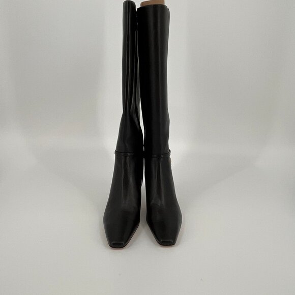 Coach Raquel Leather Tall Boots Size 9B Black Zip Closure Mid Heel CW985 - Picture 8 of 16
